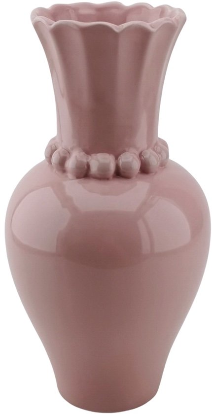 Housevitamin Vaas- Vaas met Parelhals-Aardewerk - Licht Roze- 12x12x24cm