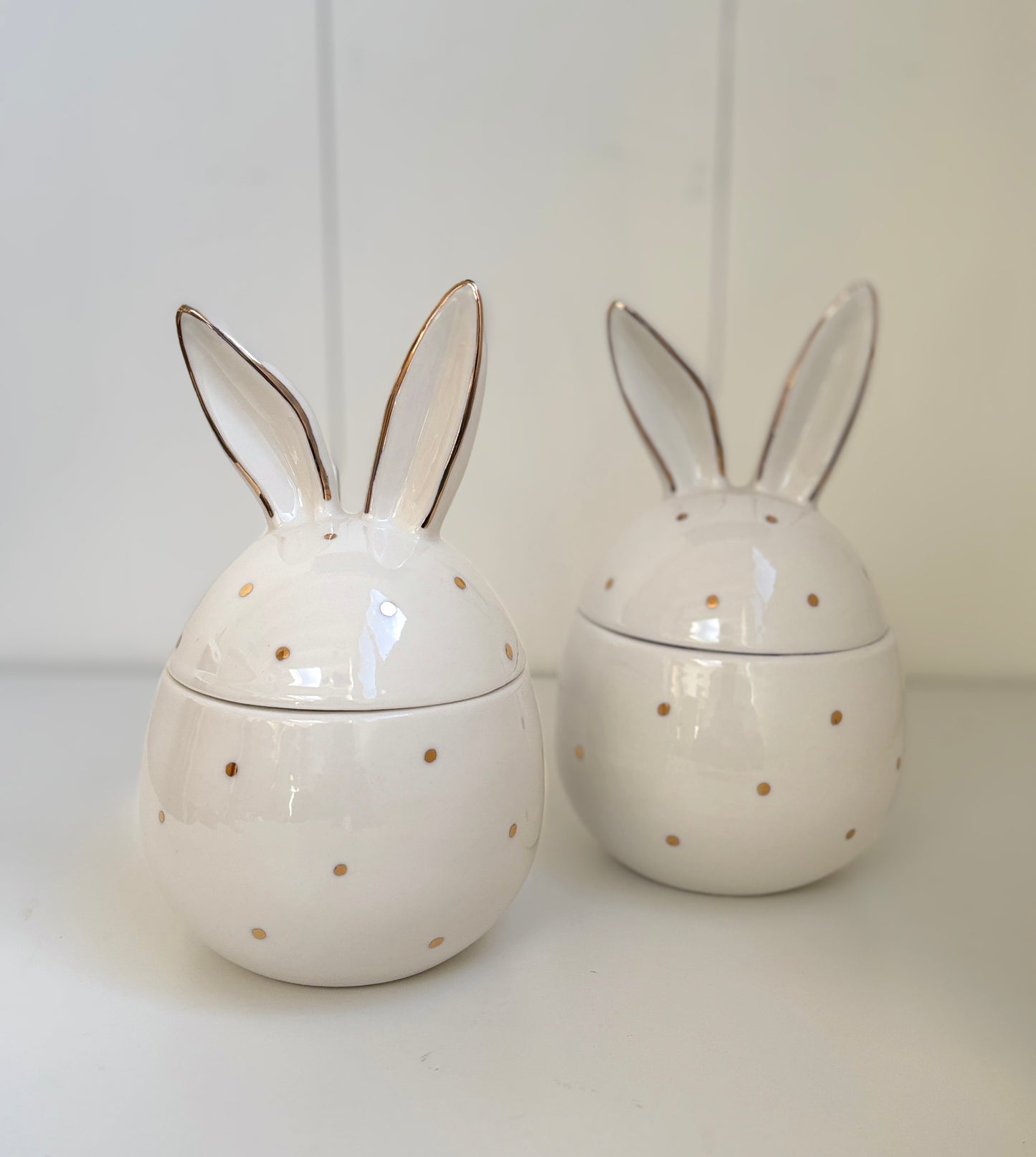 Paas opbergpot met paashaasoren als deksel 9*9*13,8 cm