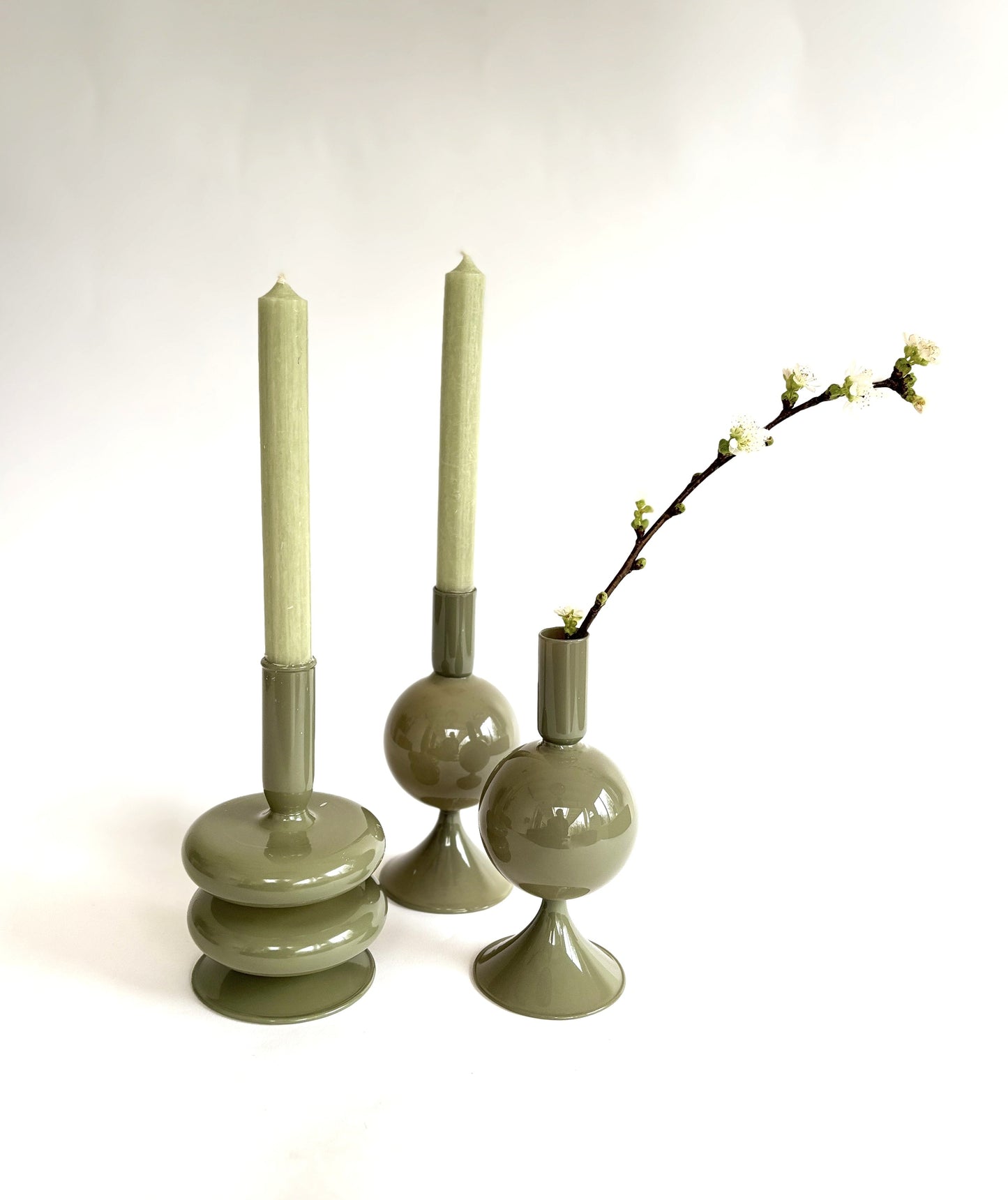 Superleuke set van kandelaars/vaasjes met 4 kaarsen