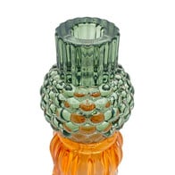 Kandelaar-Waxinehouder Tulp Amber-Groen Glas 8x15cm