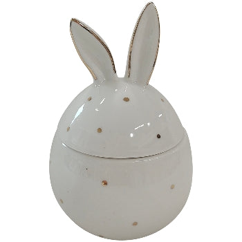Paas opberg pot met paashaasoren als deksel 11*11*18cm