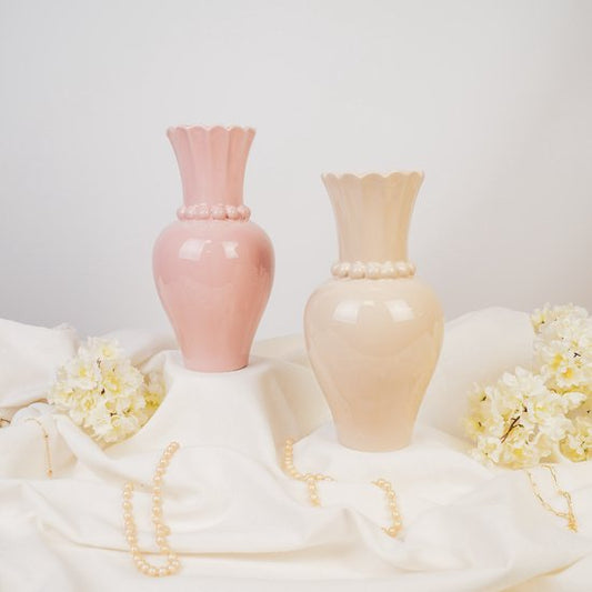 Housevitamin Vaas- Vaas met Parelhals-Aardewerk - Licht Roze- 12x12x24cm