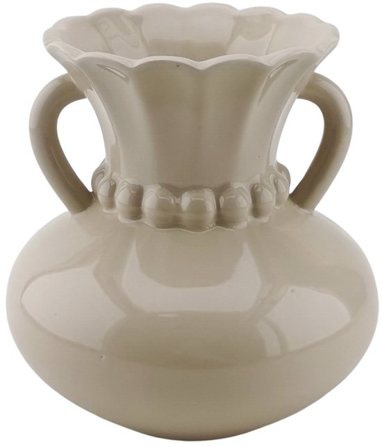 Housevitamin Vaas-Kruik Vaasje met Parelhals-Aardewerk - beige- 14x14x15cm