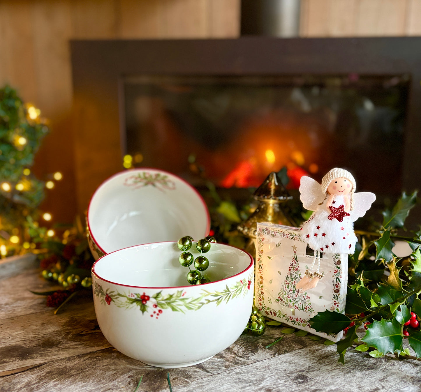 Kerstbord aardewerk (20*20*2cm)