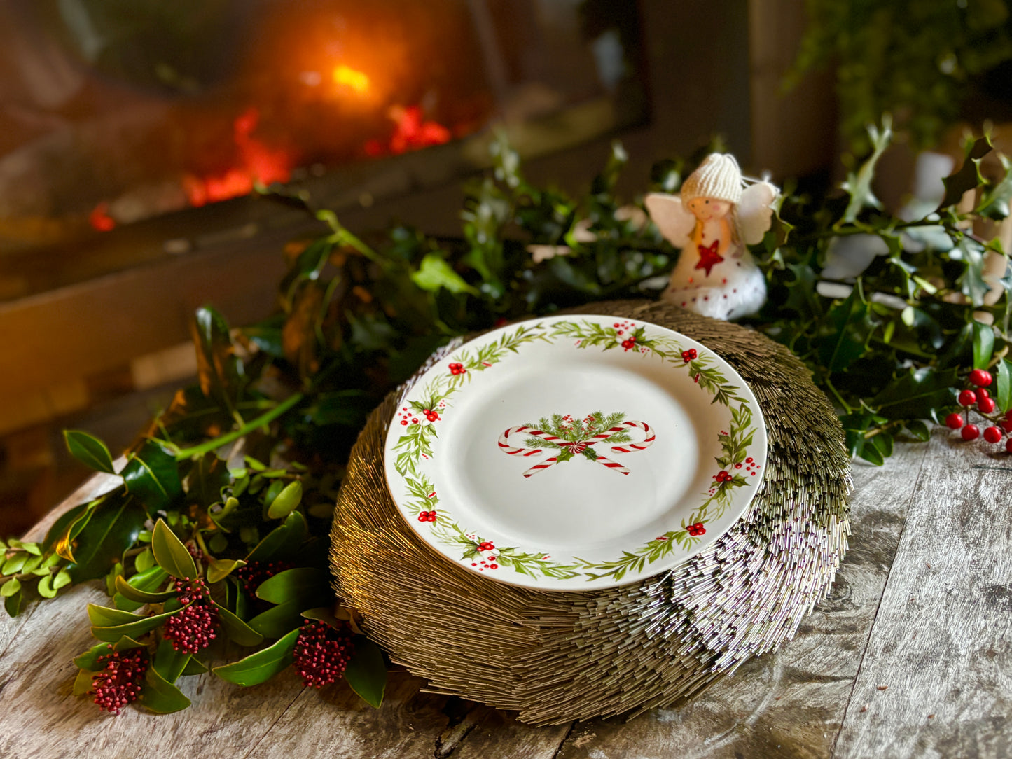 Kerstbord aardewerk (20*20*2cm)