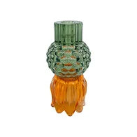 Kandelaar-Waxinehouder Tulp Amber-Groen Glas 8x15cm